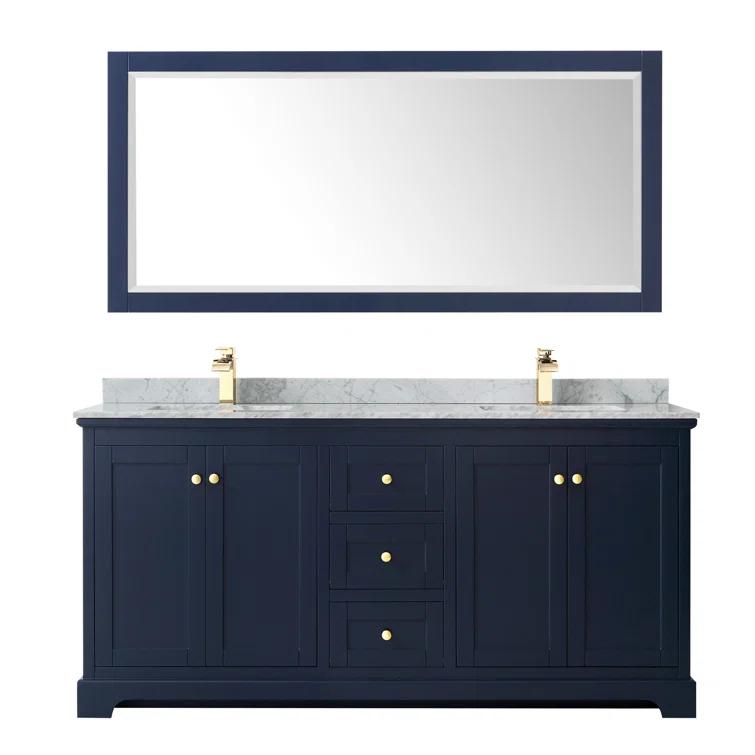 Wyndham Collection Avery 72'' Double Bathroom Vanity with Stone Top with Mirror