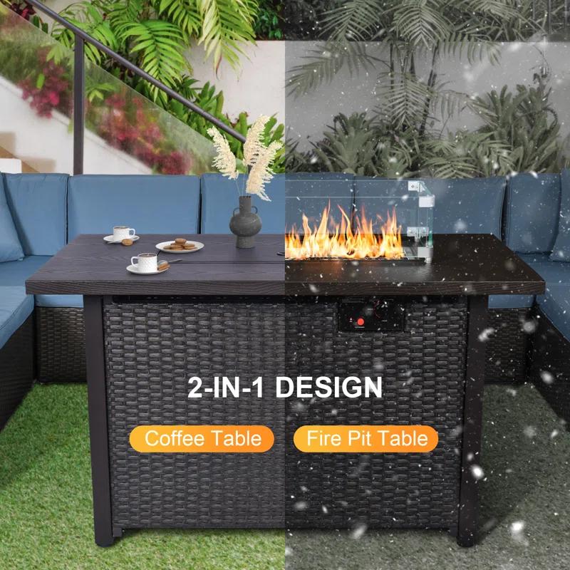 Wade Logan® Bitania Stainless Steel Propane Outdoor Fire Pit Table