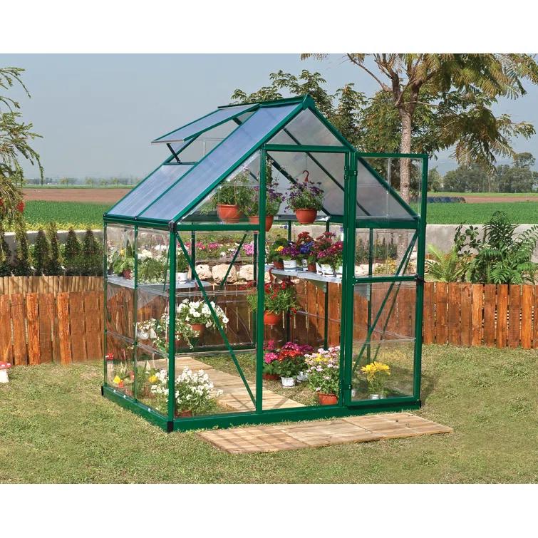 Canopia Palram - Canopia Hybrid 6' W x 4' D Walk-In Hobby Polycarbonate Aluminum Frame Greenhouse Kit with Roof Vent - Green