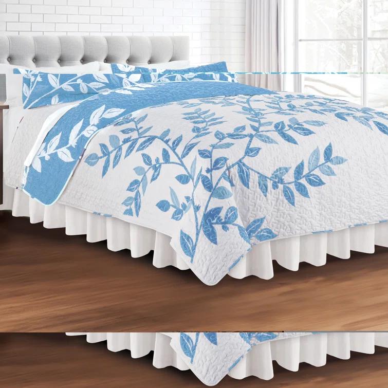 Winston Brands Unique Reversible Tonal Branches and Leaves Quilt