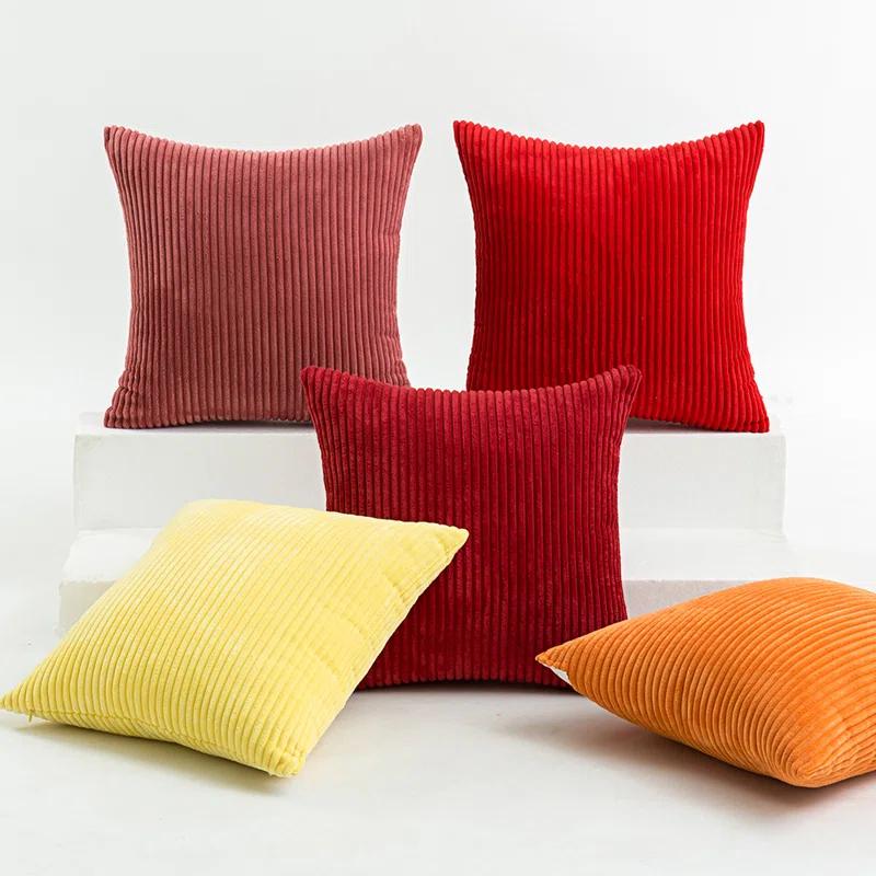 LALA & WONZ Corduroy Striped Throw Pillow Covers (Set of 2)