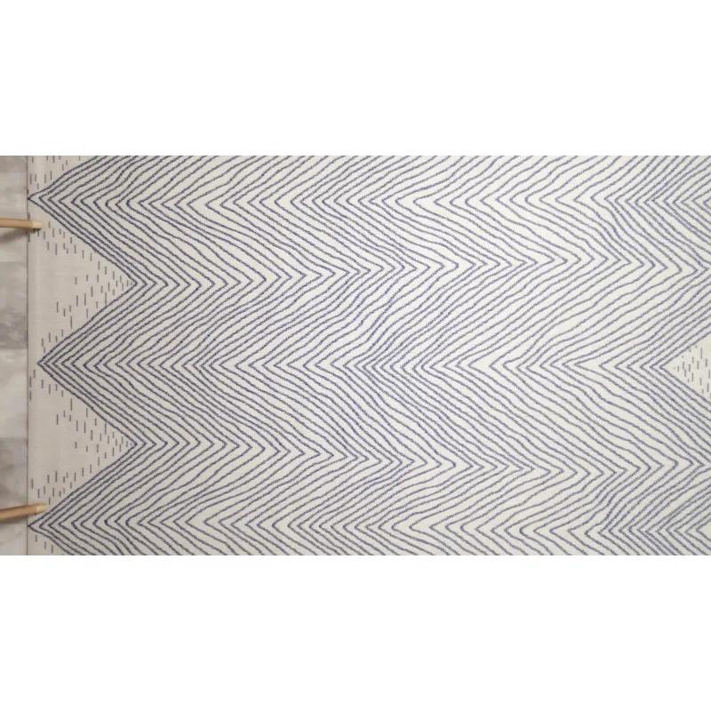 Dunham Abstract Indoor/Outdoor Area Rug for Living Room Patio Deck Front Porch Kitchen, Blue/Ivory