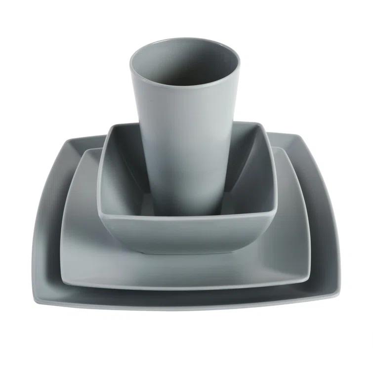 Gibson Home 16 Piece Melamine Dinnerware Set, Service for 4