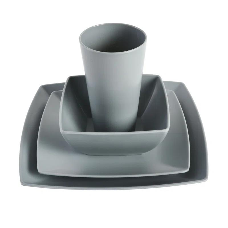 Gibson Home 16 Piece Melamine Dinnerware Set, Service for 4