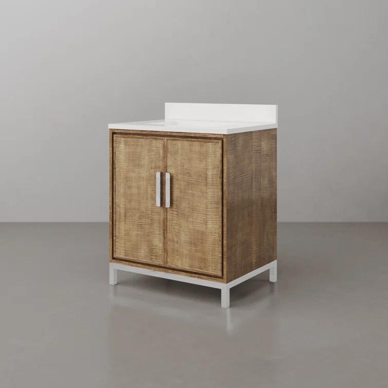 Westin 30" Lustrous Walnut Freestanding Bathroom Vanity with Quartz Top
