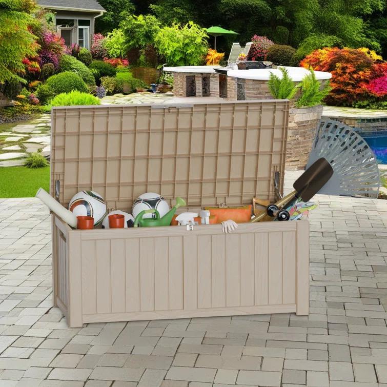 Emperic Design Emperic Design 120 Gallon Water Resistant Resin Lockable Deck Box