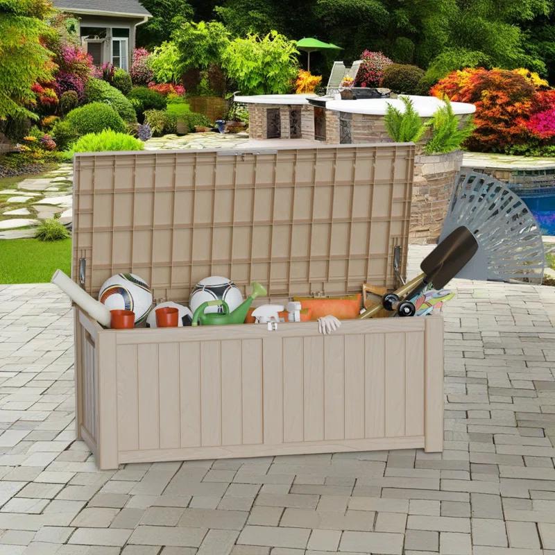 Emperic Design Emperic Design 120 Gallon Water Resistant Resin Lockable Deck Box