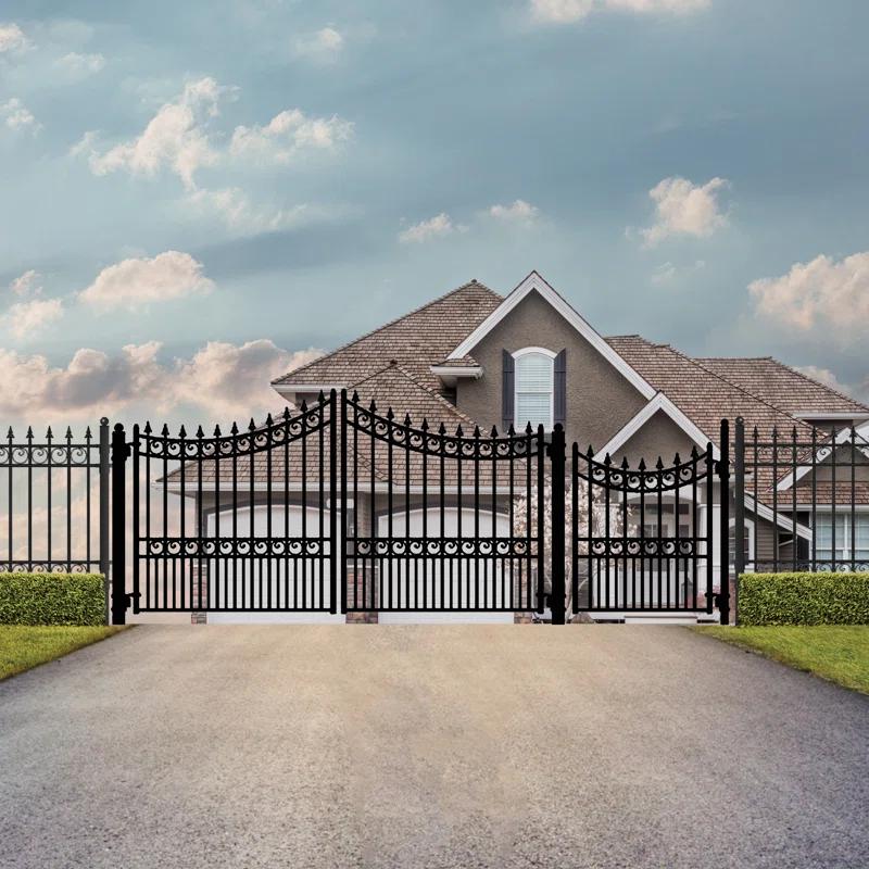 ALEKO 6 ft. H Paris Metal Driveway Dual Swing Gate with Pedestrian Gate