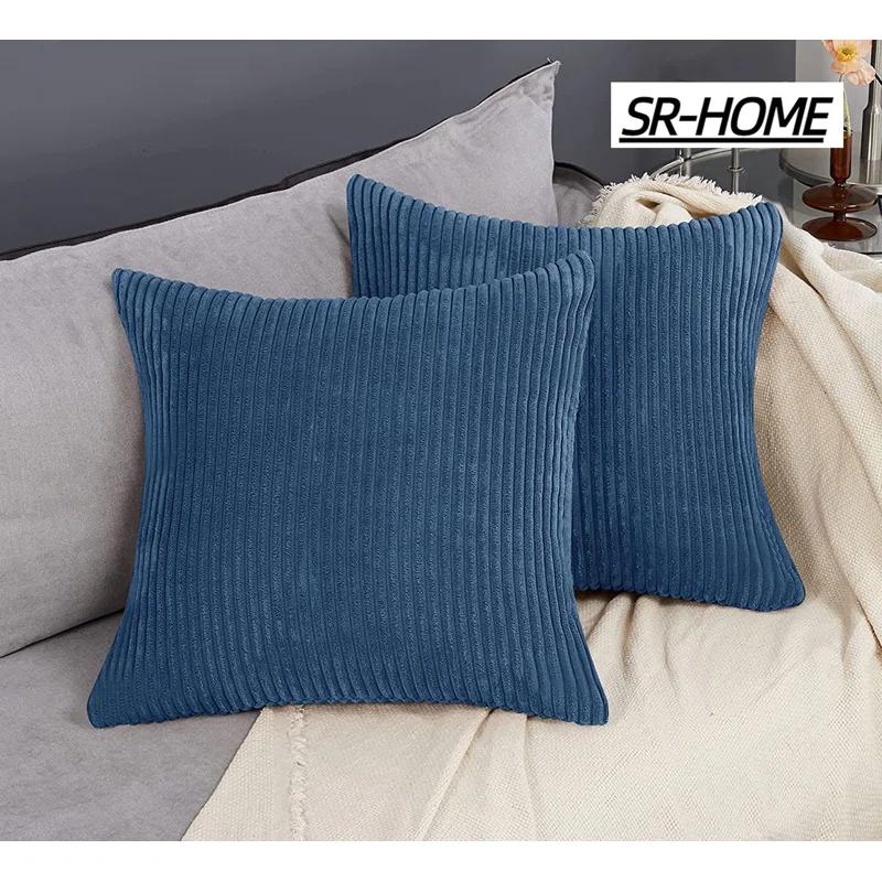 LALA & WONZ Corduroy Striped Throw Pillow Covers (Set of 2)