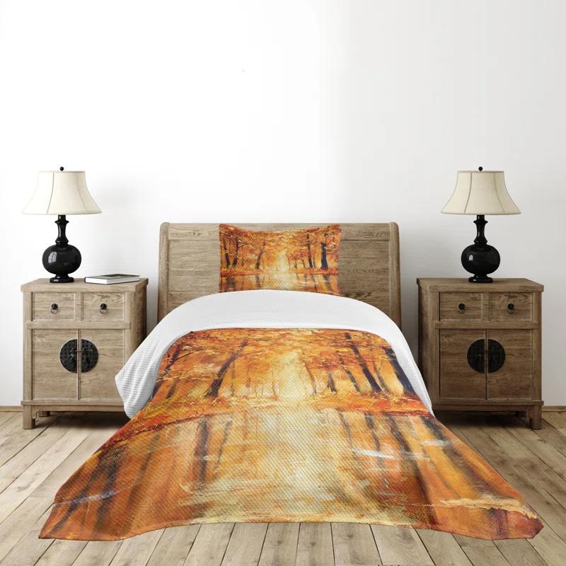 Ambesonne Autumn Bedspread Forest Lake Fall | Wayfair
