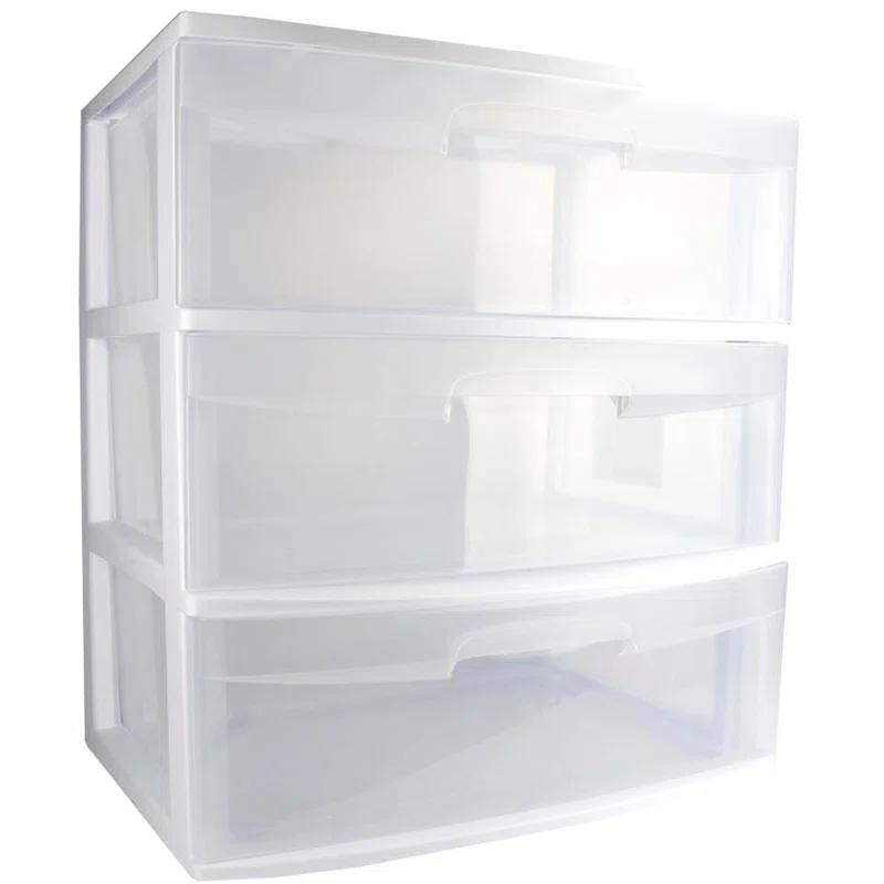 Sterilite Sterilite At Home 3 Drawer Wide Storage Cart Container with Casters (Set of 4)