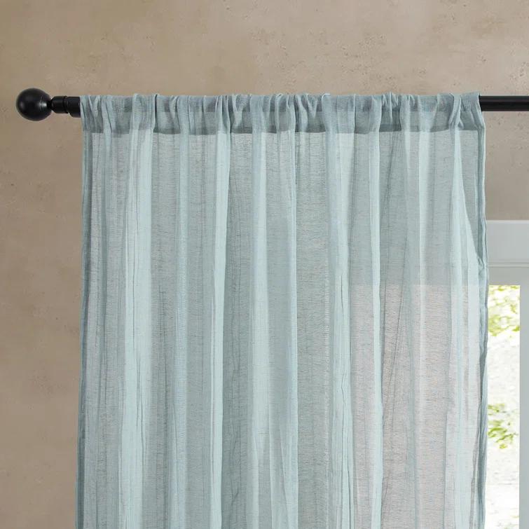 Solid Semi-Sheer Curtain Panels (Set of 2)