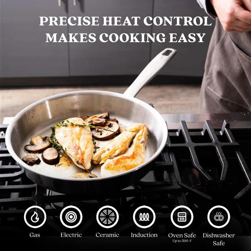 Alva Alva Maestro Premium 5-Ply Stainless Steel Frying Pan - Polished Stainless Steel