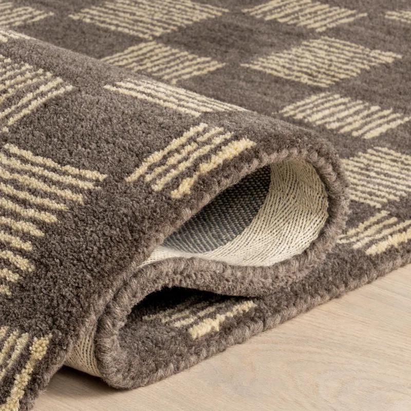 Ebern Designs Quince Checkered Wool Area Rug