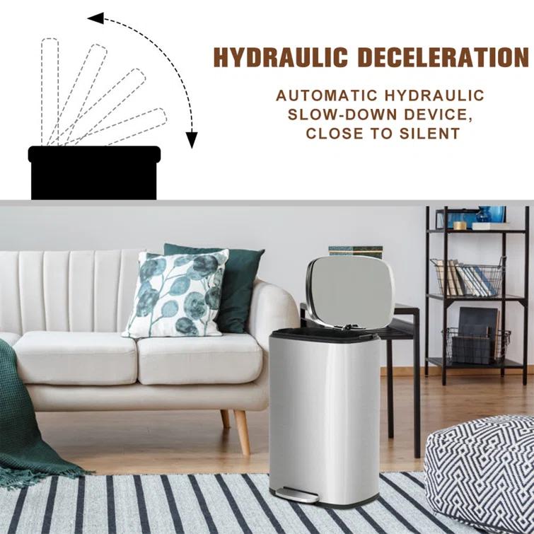 FDW Steel Step On Kitchen Trash Can - 13 Gallons