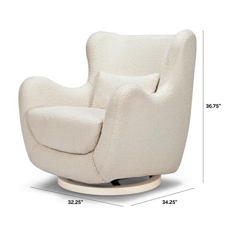 Babyletto x Nursery Works Solstice Ivory Boucle Nursery Glider Chair with Ivory Wood Base