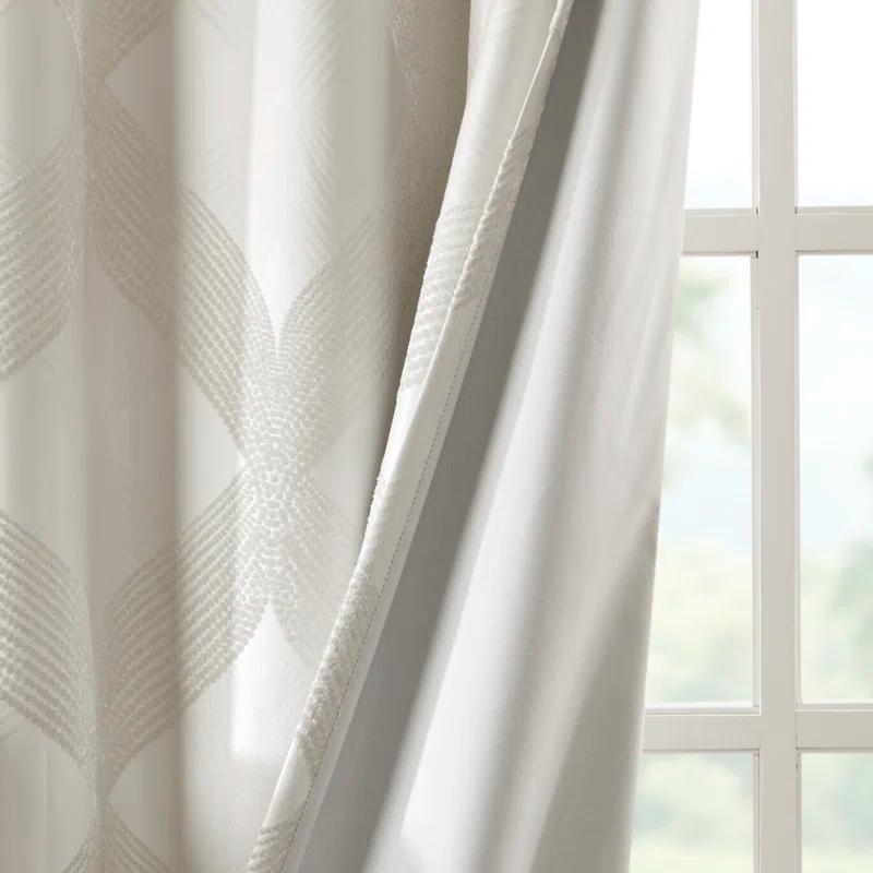 Madison Park Bentley Ogee Knitted Jacquard Geometric Total Blackout Single Curtain Panel