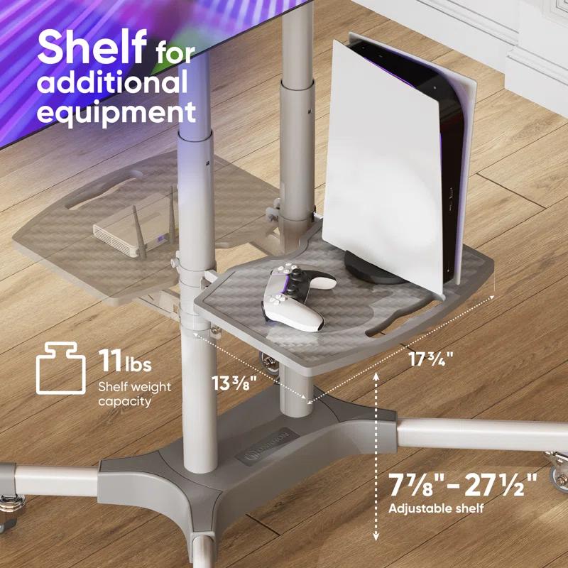 ONKRON Portable TV Stand With Wheels - Adjustable TV Stand for 32-65 Inch for TVs up to 110 lbs