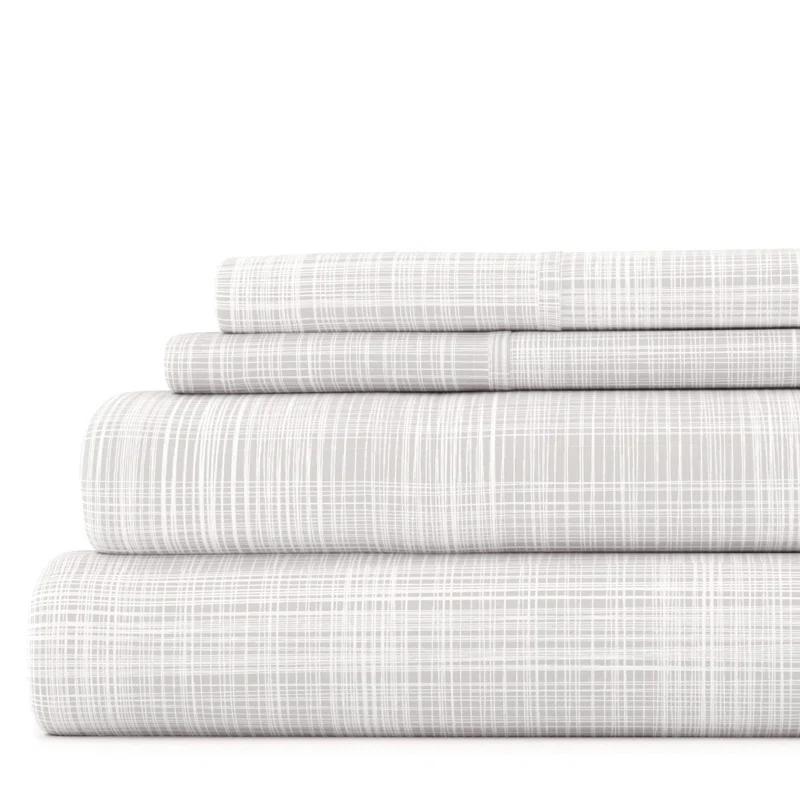 IEnjoy Home 7-Piece Reversible Bedding Bundle - Solid Comforter and Patterned Sheet Set