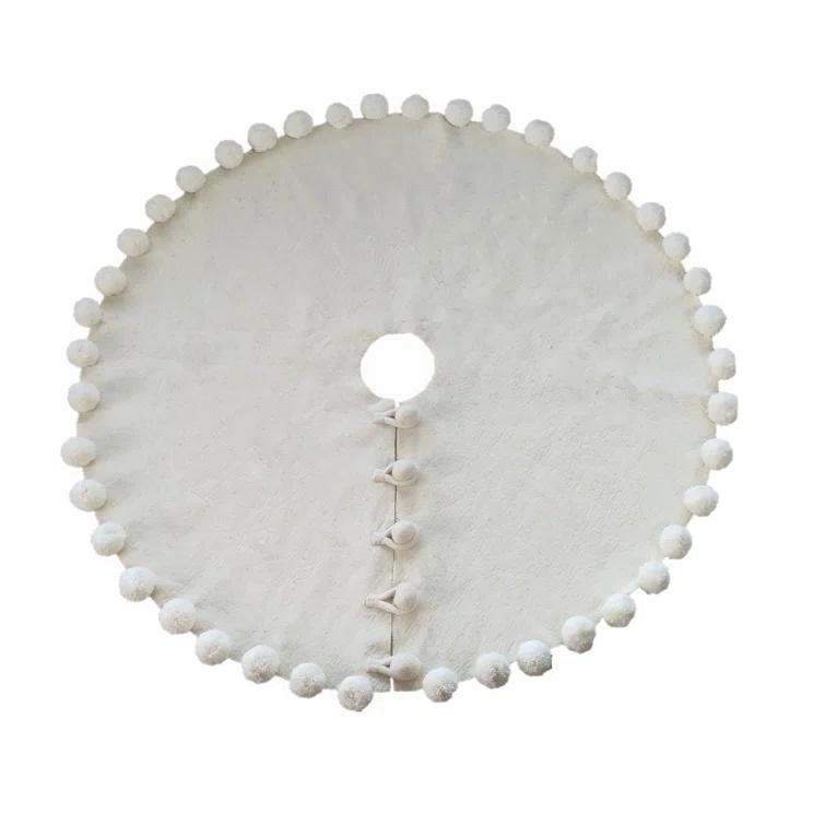 Cream Handmade Wool Felt Pom-Pom Tree Skirt