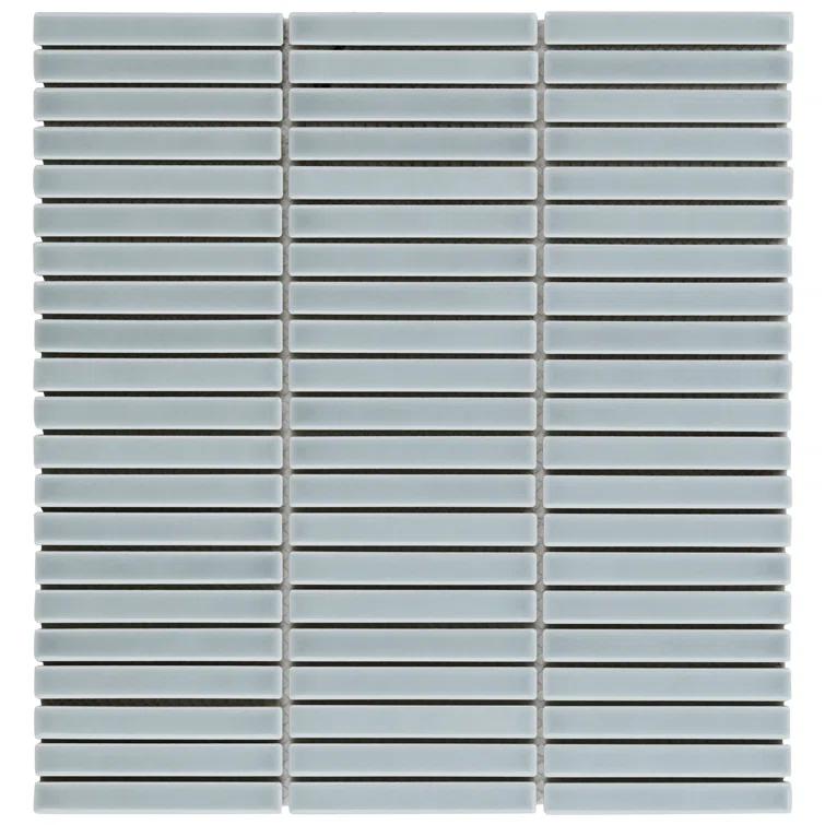 Monogram Stacked 11.19 In. X 11.9 In. Glossy Porcelain Mosaic Floor And Wall Tile (0.92 Sq. Ft. / Each)