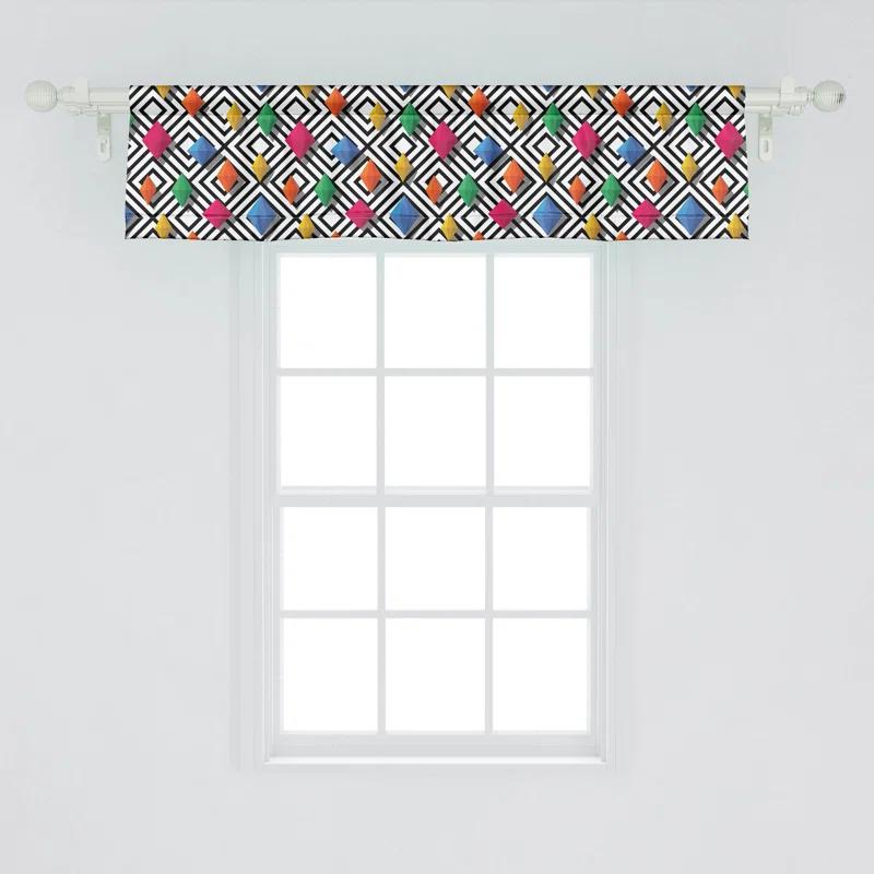 Ambesonne Geometric Valance Pack of 2 Colorful 3D Shapes