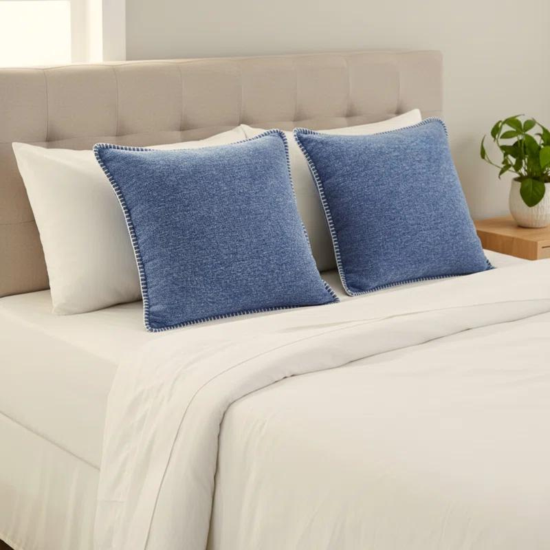 Oveesha Soft Chenille Throw Pillow Covers With Stitched Edge (Set of 2)