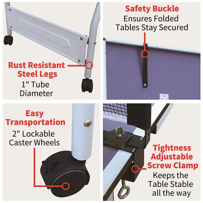 Ceballos 9Ft Mid-Size Table Tennis Table Foldable & Portable Ping Pong Table Set For Indoor Games With Net