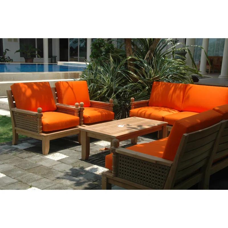 Anderson Teak Luxe Teak 7 - Person Modular Patio Conversation Sets with Sunbrella® Cushions