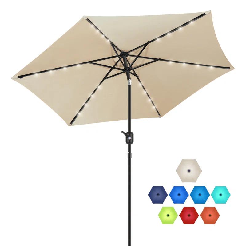 KUTIME Fruiteam 90'' Lighted Tilt Market Umbrella