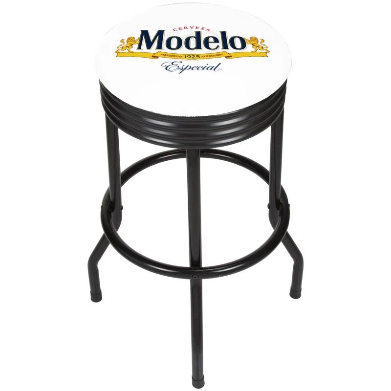 Trademark Global Modelo Swivel Upholstered Counter Stool with Metal Frame