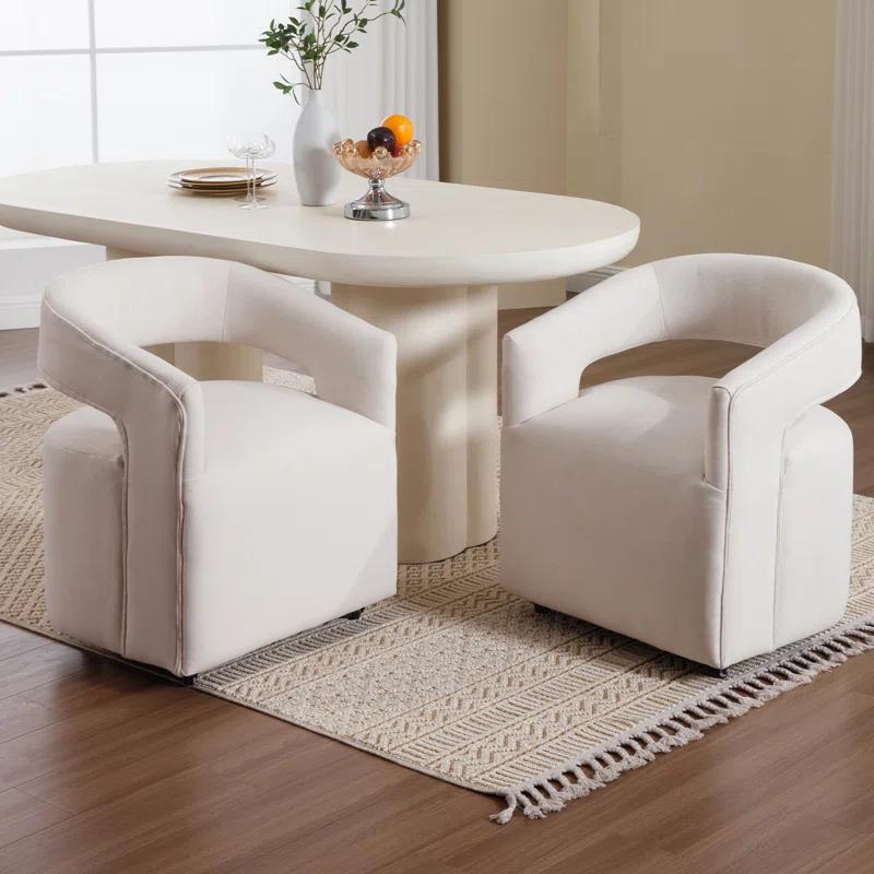 Orren Ellis Modern Dining Chairs Upholstered Dining Room Chairs Accent Chairs With Casters For Dining Room Living Room Set of 2