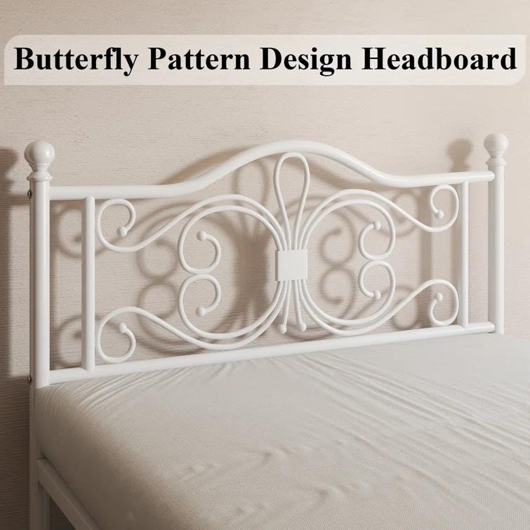 Lark Manor™ Eylin Metal Platform Bed with Butterfly Design Headboard and Footboard, Underbed Storage & Reviews | Wayfair