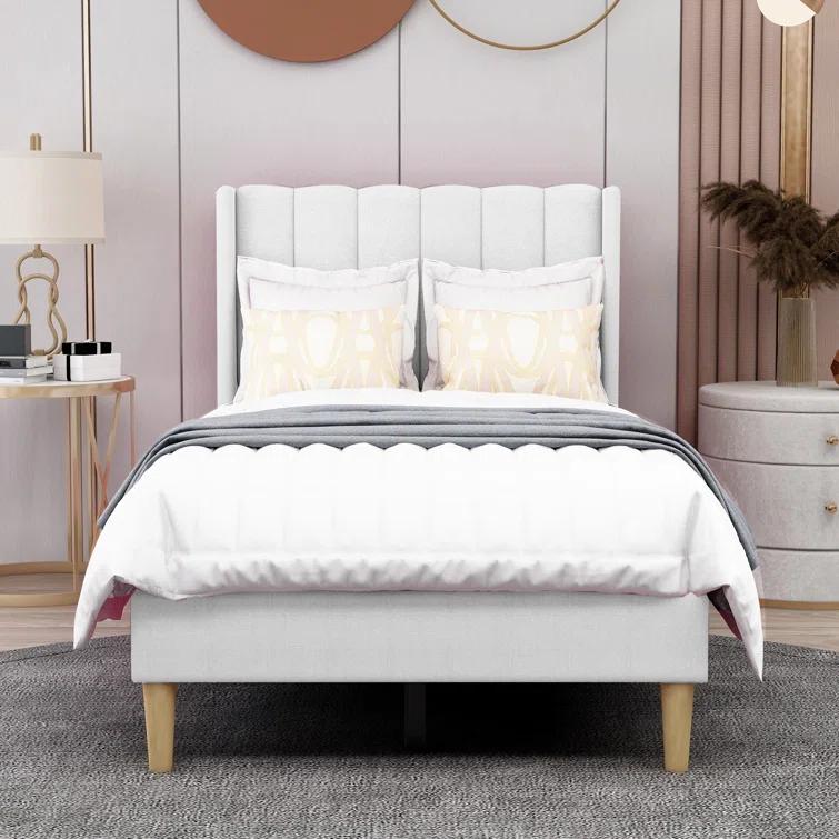 Wade Logan® Eriksay Low Profile Upholstered Platform Bed with Wingback Headboard