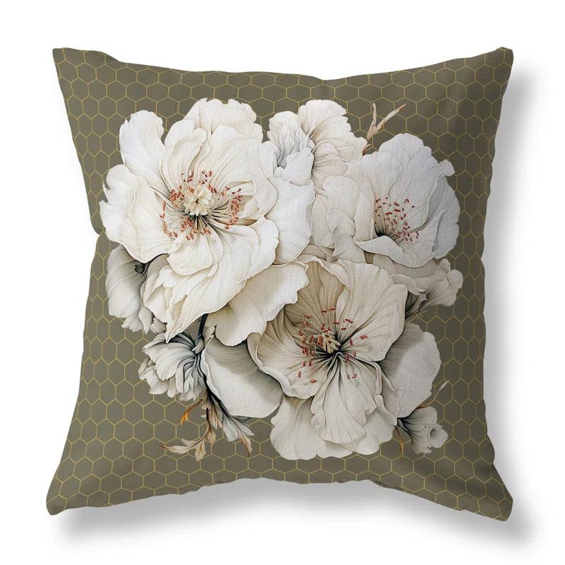 Amrita Sen Magnolia Majesty Floral Reversible Throw Pillow