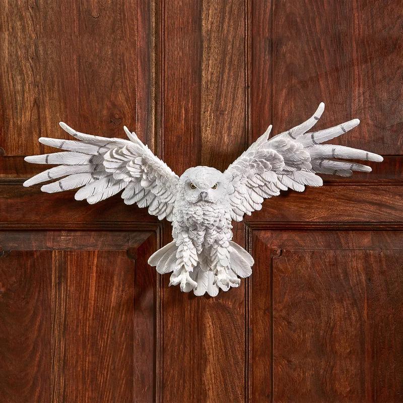 Mystical Snowy Owl Resin Wall Sculpture