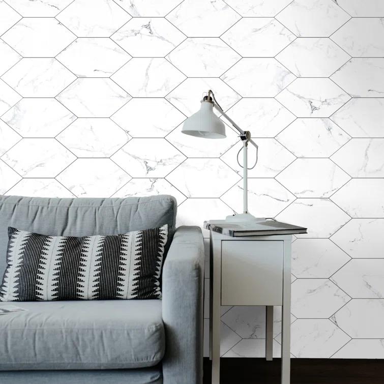 Timeless Calacatta Kayak 6-1/2" x 12-1/2" Porcelain Stone Look Wall & Floor Tile