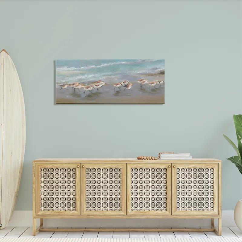 Stupell Industries " Sandpiper Flock Shoreline Splashing " by Rick Novak Painting Print