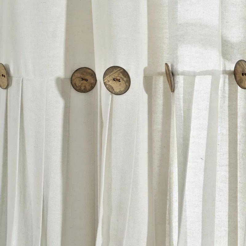 Lush Decor Linen Button Cotton Blend Tailored 29'' W Cafe Curtain (Set of 2)