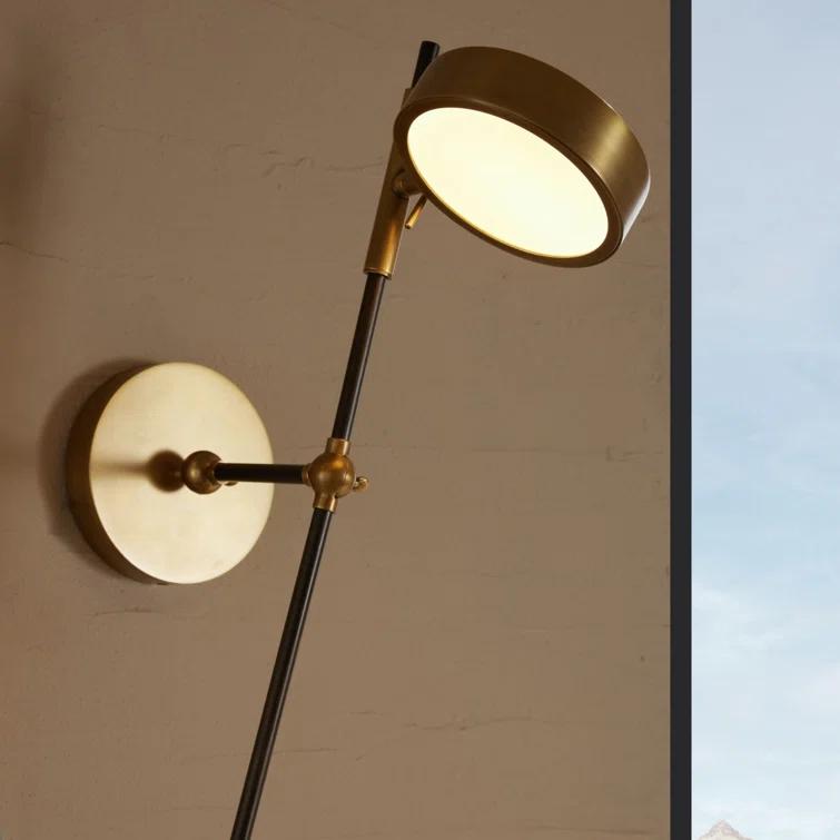 Mid-Century Modern Brass and Bronze Dimmable Wall Sconce