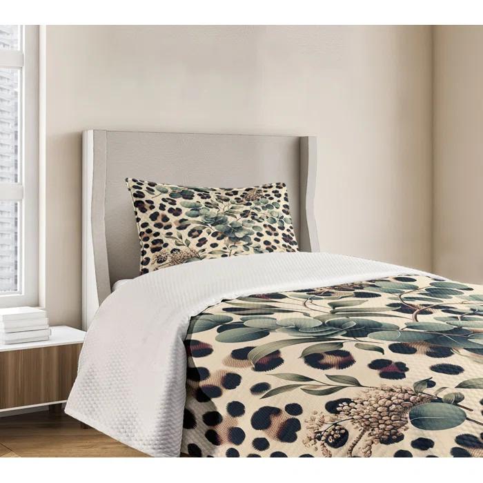 Ambesonne Floral Coverlet Set
