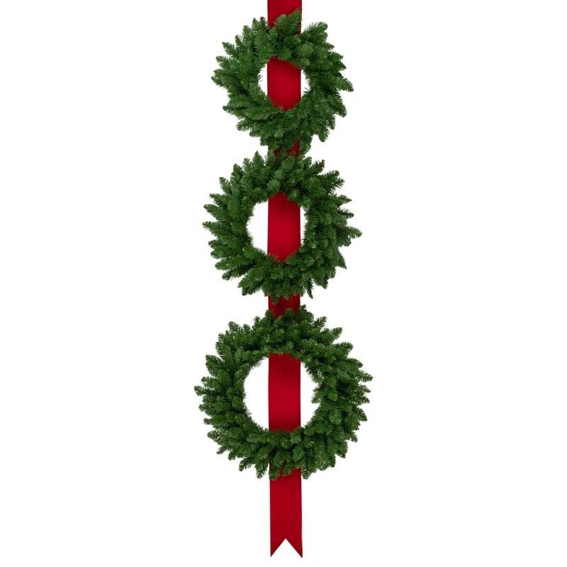 Northlight Seasonal Wreaths on Red Ribbon Hanging Christmas Decoration