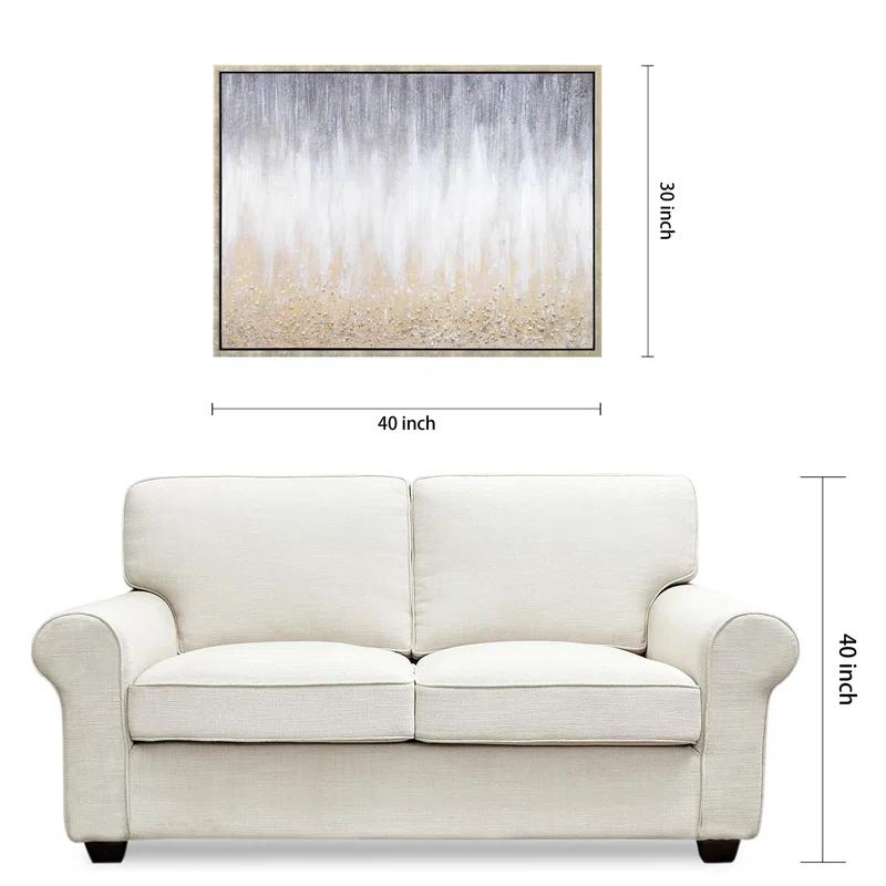 Empire Art Direct Golden Cascade Textured Glitter Hand Painted Framed Canvas Wall Art