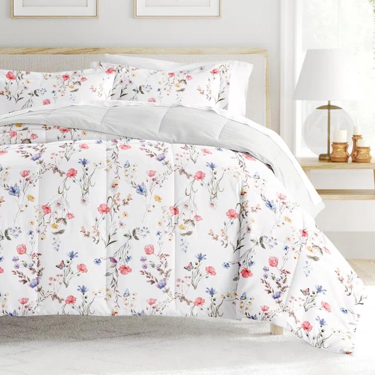 Becky Cameron Down-Alternative Comforter Set in Meadow Floral Stripe