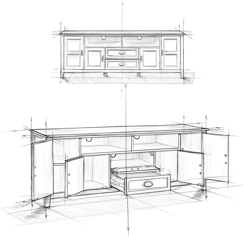 Simpli Home Burlington 72"W Solid Wood TV Stand for TVs up to 80" with 4 Cabinets