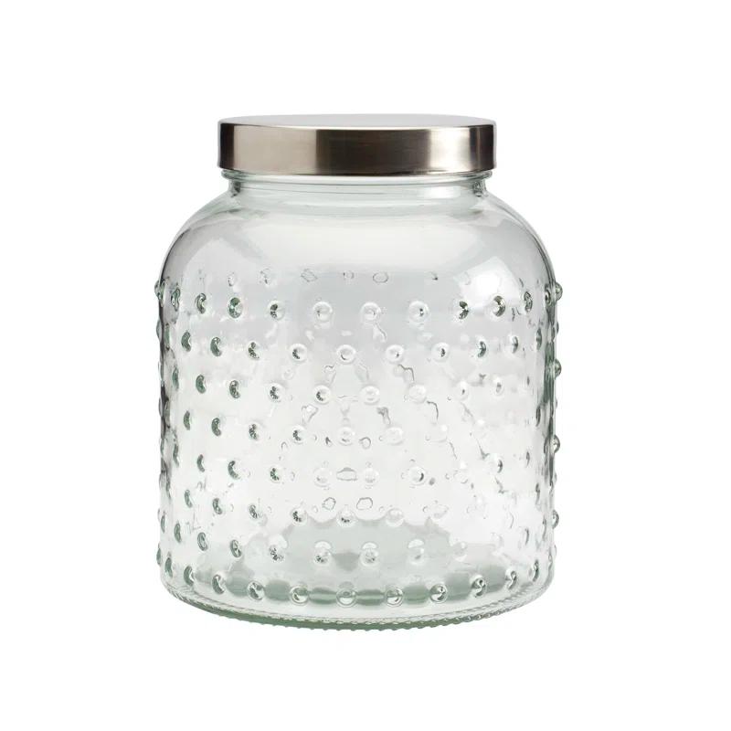 Mason Craft & More Mason Craft & More 3 Piece Hobnail Glass Canister Set with Airtight Stainless Steel Lids