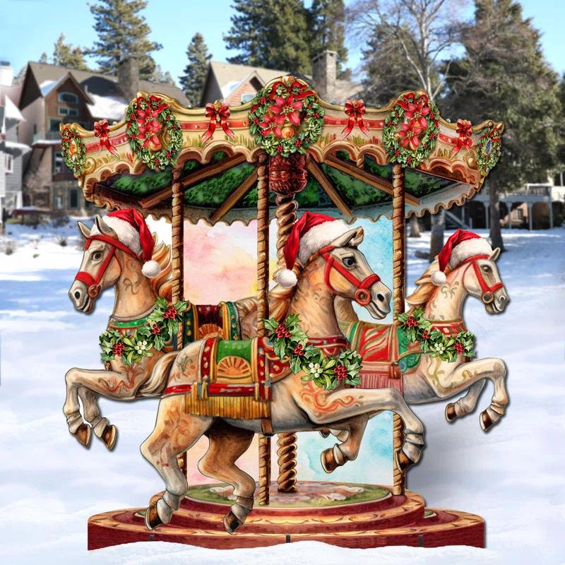 Designocracy Christmas Carousel Figurine