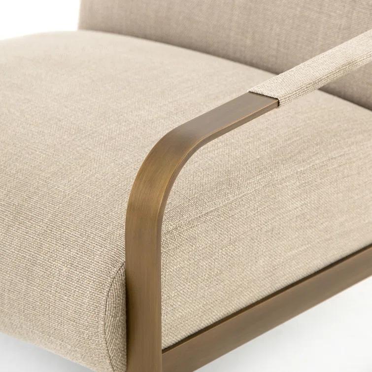 Modern Minimalist Black and Cream Leather Accent Chair with Metal Frame