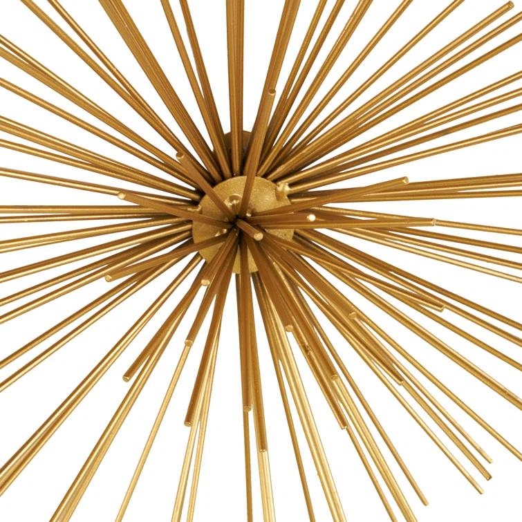 CosmoLiving by Cosmopolitan Gold Metal Starburst 3D Short Spike Home Wall Decor, Set of 3 6", 9", 12"W
