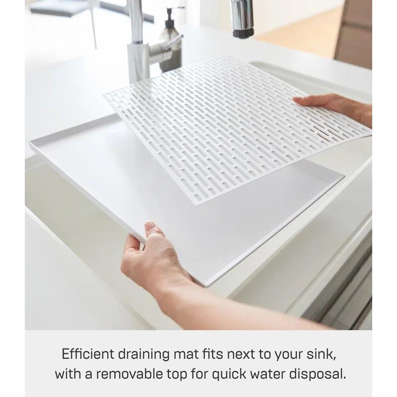 Yamazaki Home Yamazaki Home Sink-Side Draining Mat - Kitchen Dish Rack Tray Drainer, Plastic